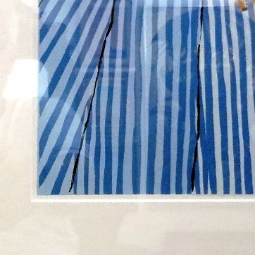 Bido Excellent original colored lithograph of a women peasant with a blue dress and a small child on her arms. Dimension is 9 by 12 inches. Signed and dated 1997 in...