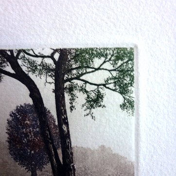 Dominguez Very beautiful hand colored lithograph with a landscape. Paper dimension is 6.5 by 6.5 inches and image dimension is 3.5 by 3.5 inches. Signed in pencil in the...