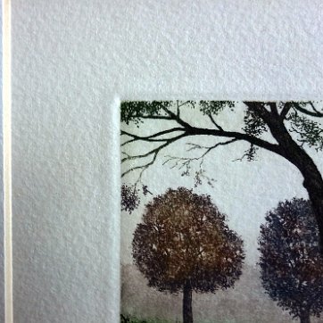 Dominguez Very beautiful hand colored lithograph with a landscape. Paper dimension is 6.5 by 6.5 inches and image dimension is 3.5 by 3.5 inches. Signed in pencil in the...