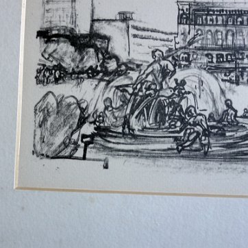 Heinz Excellent cityscape lithograph. Paper dimension is 13 by 17 inches. Signed in pencil in the lower right side. No frame. Excelente litografía con un paisaje...