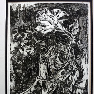 Vela Excellent lithograph with a hand and a flower. Signed in pencil in the lower left side and numbered 67/245. Paper dimension is 14 by 19 inches. No frame....