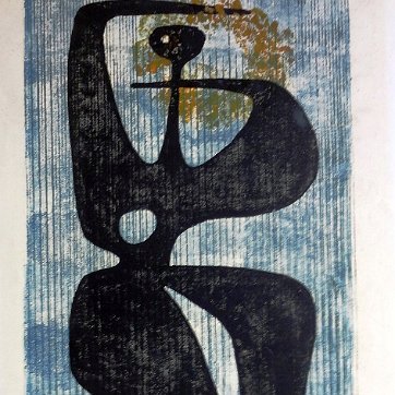 Laberterie Laberterie [1911-1990]. Titled DANCING FIGURE, color lithograph, signed in pencil, from the numbered edition of 6/25. Image size is 20 by 10.75 inches, with...